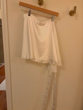 White Satin Asymmetric Wrap Skirt